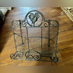 Metal Scroll Cookbook Holder Stand with Weights Roster Top Farm House